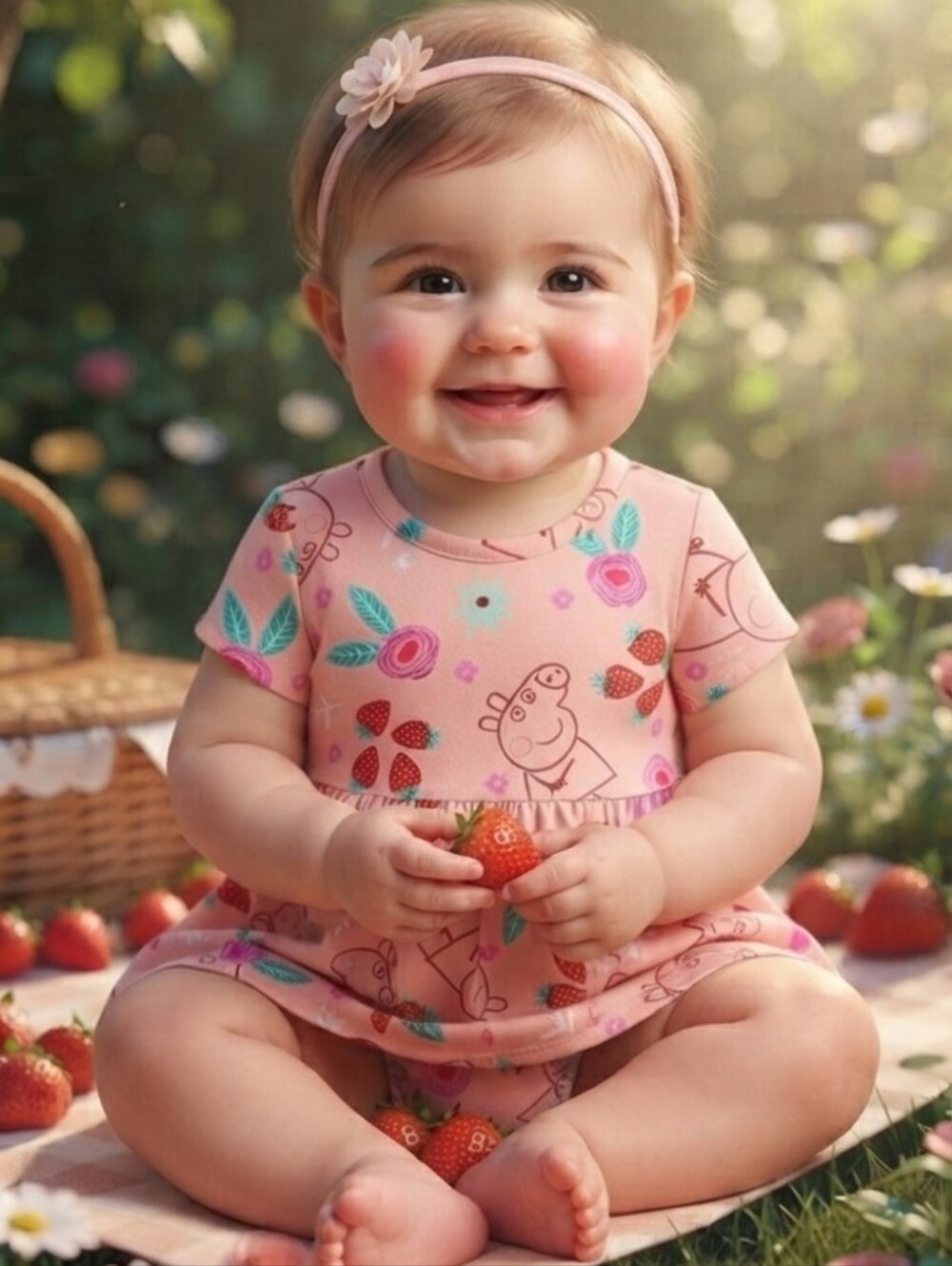 Peppa Pig Baby Girl Print Dress and Matching Diaper Cover